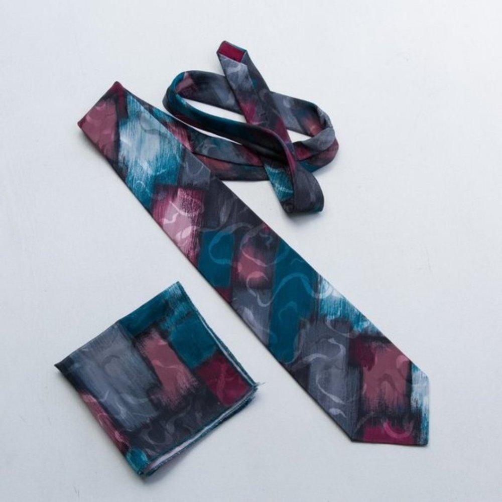 Towncraft Vintage Neck Tie Hanky Set Abstract - Picture 1 of 4